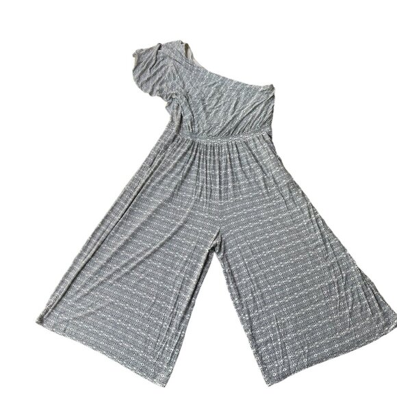 Anthropologie Maeve Jumpsuit L Jamie Print One-Shoulder Wide Leg Romper Sz Large - Picture 2 of 12